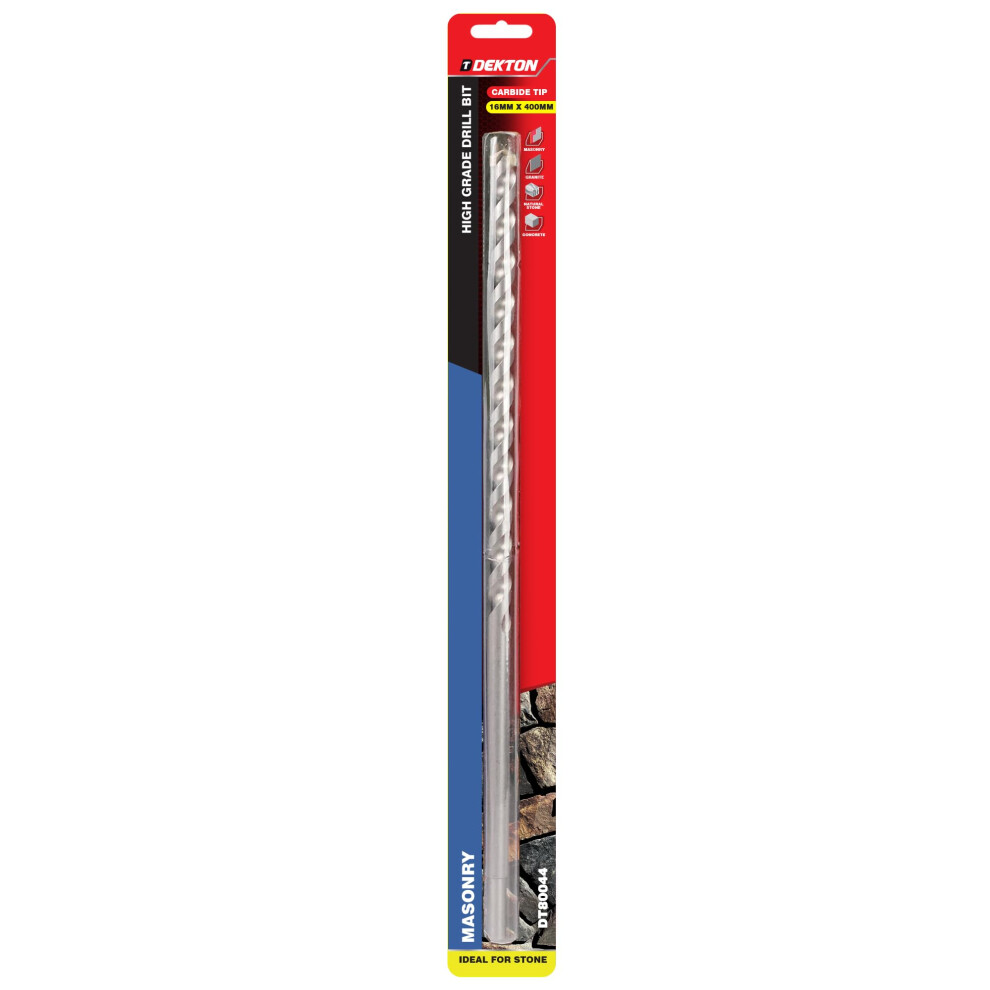 Dekton Masonry Drill Bit 16Mm X 400Mm | Heavy Duty For Block, Brick & Concrete | Precision Drill Bit For Accurate Holes 5051226596995