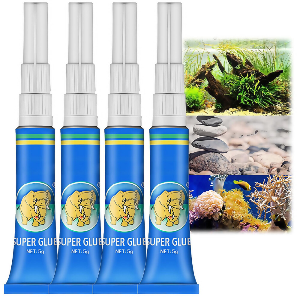 4Pcs Clear Aquarium Glue For Plants, Rocks, Moss, Coral, Stone & Wood - Quick Drying, Reef-Friendly Sealant For Aquascaping & Water Plants 5051226624131
