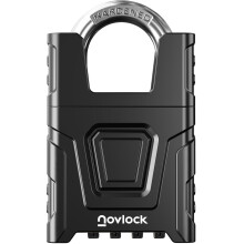 NOVLOCK Heavy Duty Outdoor Combination Padlock with 0.31" (8mm) Cut-Resistant Shrouded Shackle – Weatherproof 4-Digit Lock for Gates, Fences, Sheds