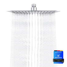 Ibergrif M20292 Rain Shower Head, 8 Inch Square Fixed Showerhead, 304 Stainless Steel Ultra Thin Top Spray Shower Head with 100 Silicone Jets for