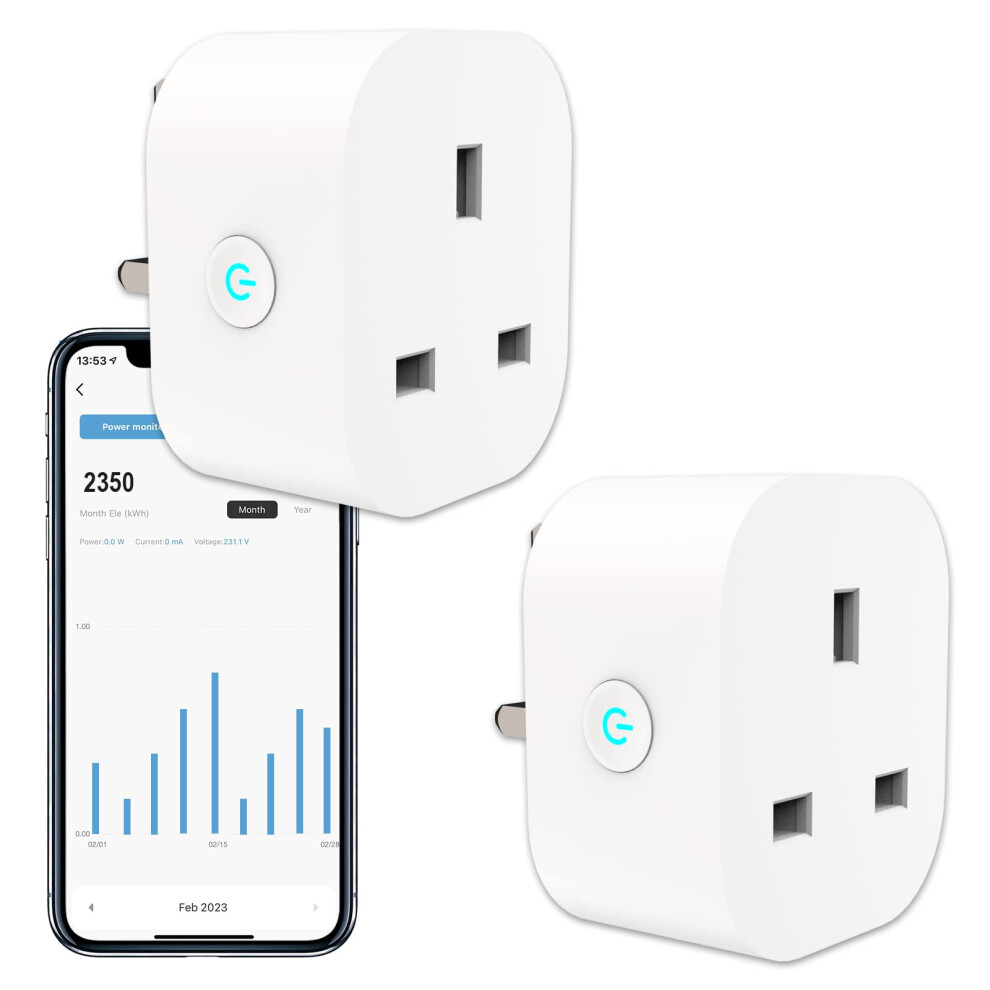 Antela Smart Plug With Energy Monitoring, Alexa Voice Control, 2,4Ghz Wifi Plug, Smart Life App Wireless Remote Control And Timer Function