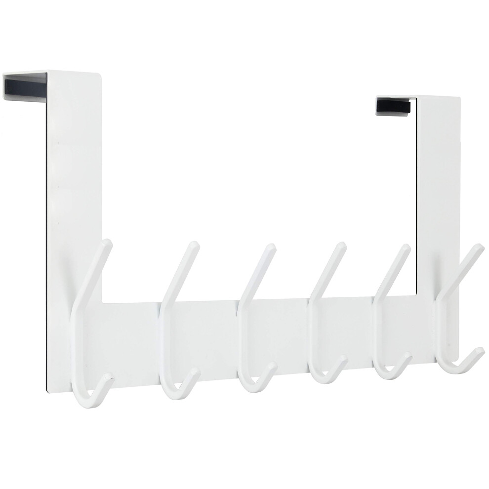 Webi Over The Door Hook,Over Door Towel Rack,Door Hanger,Over Door Hanger Coat Rack,6 Hooks For Hanging Clothes,Towels,Behind Back Of Bathroom,White 5051226557088