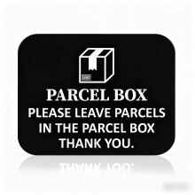 Tivleed Parcel Box Sign, Parcel Box Outdoor Packages & Deliveries Here Sign Black Acrylic 10x10cm Rectangle with Self-Adhesive Sticker for House