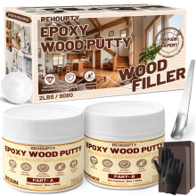 Epoxy Wood Putty Filler Kit, High Capacity Strength Wood Epoxy & Repair Kit - Stainable Paintable 32oz 2-Part Putty Filler