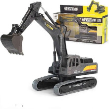 (Grey) Children Toy Car Excavator Model Toy Engineering Car Toy Car Simulation Ornament Excavator Engineering Diecast Set