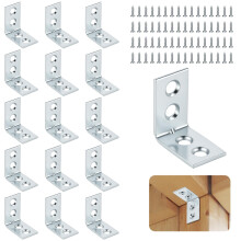 NUTKIT 16 Pcs Angle Brackets for Wood, Metal Small L Shaped Brackets for Wood with Screws