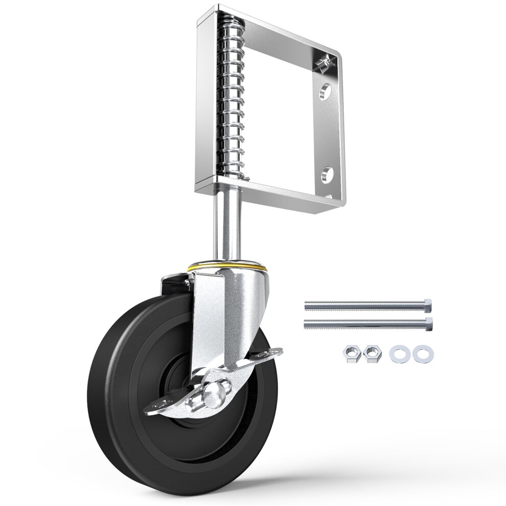Holkie 100Mm Spring Loaded Gate Wheel - 50 Kg Total Load Capacity - Easy Steering Castor Wheel For Wooden Gate And Fence 5051226598104