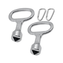 Xelmorant 2 Pack Metal Triangle Meter Box Key – Gas Water Electric Box Key with Keychain