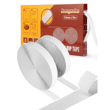 Beesgarden Heavy Duty Hook and Loop Adhesive Tape 20mm x 10m with Dispenser, Extra Strong Double Sided Stick On Tape for Room Décor & Home