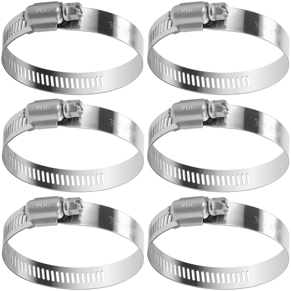 Drado Jubilee Hose Clips 40-63Mm Stainless Steel Pipe Clamps, 6 Pack Worm Drive Hose Clips, Silver 5051226572746