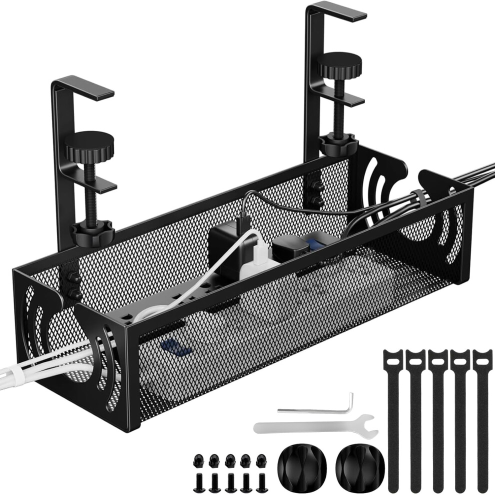 Cable Management, 39Cm Long Under Desk Cable Management No Drill, Metal Cable Tidy With Clamp For Standing Desk, Cable Organiser For Home Office 5051226557033