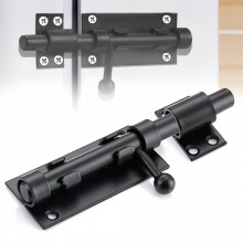 Gate Bolt, Heavy Duty Gate Latch with Padlock Hole, 304 Stainless Steel Black Bolt Lock for Internal Door, Fits Shed Lock, Garden, Bathroom, Toilet