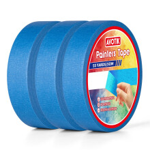 Avotik Blue Painters Tape 3 Rolls: Masking Tape 24mm Wide x 55 Yards - Painter's