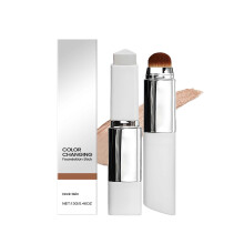 (Dark skin) Color-Changing Cover Cream Stick Hydrating Lightweight-Foundation Stick with Brush