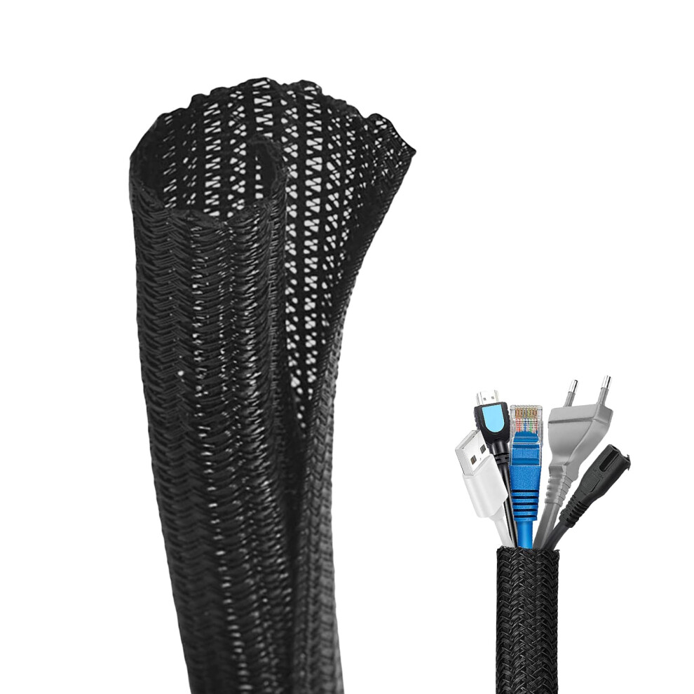Flintronic 10Ft - 1/2 Inch Cord Protector, Wire Loom Tubing, Cable Sleeve Split Sleeving, Cable Tidy Sleeve 5051226633867