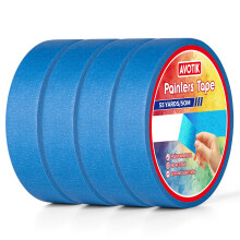 Avotik Blue Painters Tape 4 Rolls: Masking Tape 24 mm Wide x 55 Yards - Painter's Tape Blue Masking Tape for Walls Painting Packing, Wood, Floors, DI