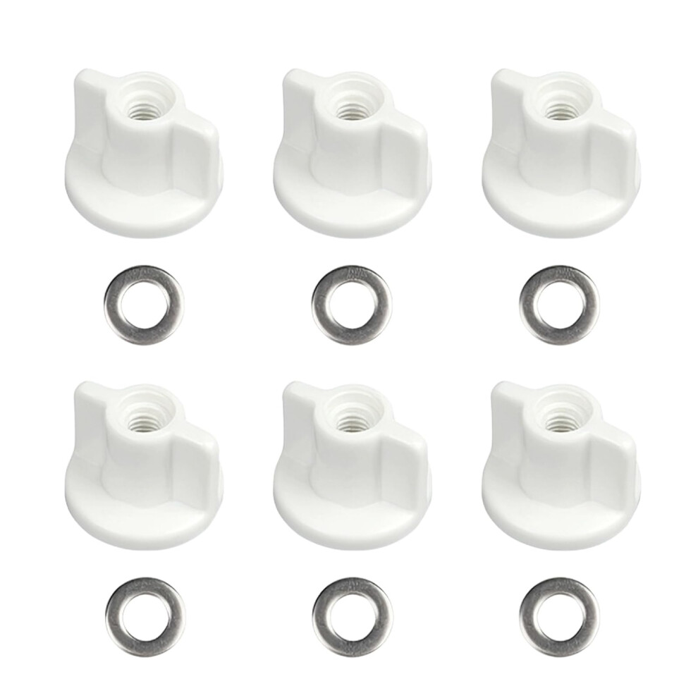 6 Pack Toilet Seat Bottom Fixings Kit - Plastic Wing Nuts & Metal Washers - Universal Replacement Toilet Seat Hinge Fittings 5051226617256