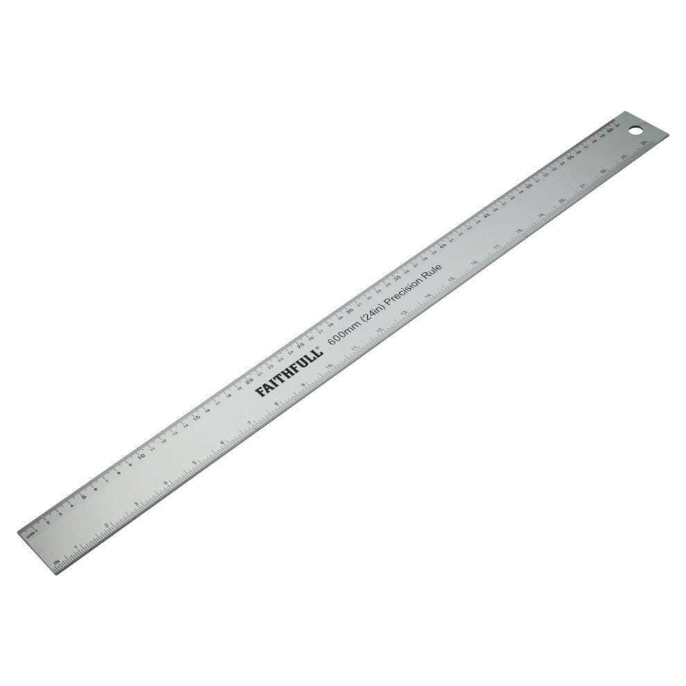 Faithfull Aluminium Rule 600Mm (24 Inch) – Aluminium Marking & Measuring Ruler With Dual Metric & Imperial Graduations