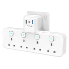 Plug Extension Socket with PD20W USB C Slot, 4 Way Multi Plug Adapter with Independent Switches 3 USB