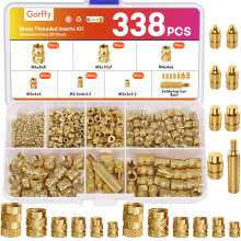 Gorffy 338PCS Threaded Inserts for Plastic, M2 M2.5 M3 M4 M5 M6 Heat Inserts with Heat Set Insert Tips, Metric Brass Knurled Nuts