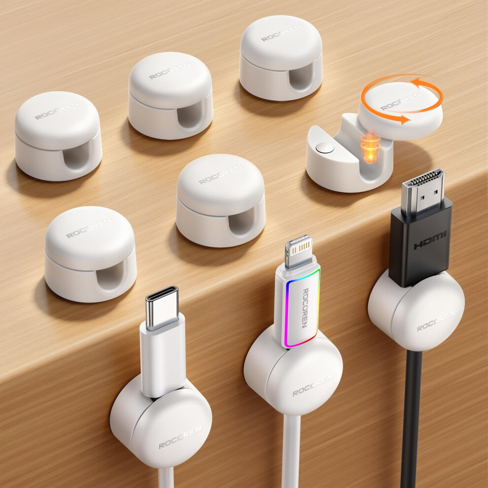 Rocoren Cable Tidy Clips, 9 Pack Magnetic Desk Cable Cord Organiser, Usb Charger Cable Holder 5051226614446