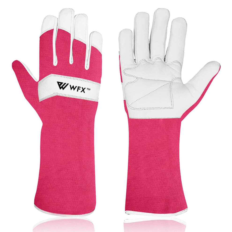 Wfx Long Gardening Gloves Leather Ladies Men Women Durable Goatskin Garden Gloves Forearm Protection Thorn Proof Gardener Work Spandex Sleeves Rose 5051226565007