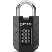 NOVLOCK Combination Padlock – Sturdy & Secure 4-Digit Lock with Code for Gym, School & Work Lockers, Cabinets, Toolboxes, Sheds & Fences – 1-Pack