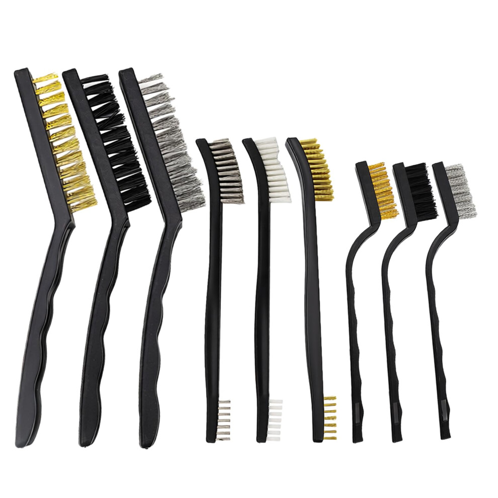 Biemian 9 Pcswire Brushes For Cleaning, Heavy Duty Wire Brush For Rust Removal, Brass/Nylon Hard Bristle/Stainless Steel Wire Cleaning Brushes For 5051226627866