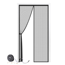Magnetic Door Screen, SMALUCK Heavy Duty Fly Door Screen Mesh with Powerful Magnets, Durable Mesh Curtains Keeps Bugs Out, Frame Hook & Loop