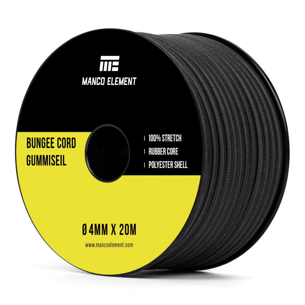 Manco Element Bungee Cord 4Mm X 20M Elastic Cord Shock Cord - Black 5051226623189