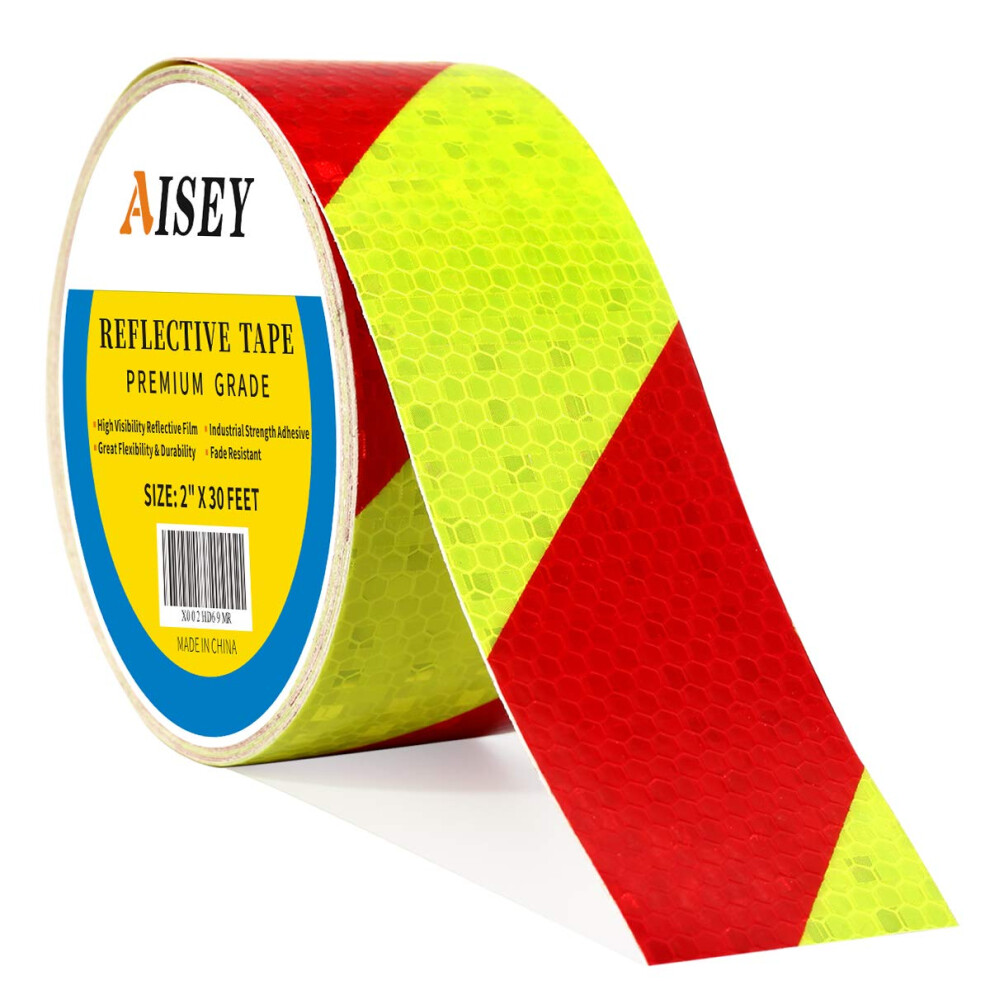Aisey Reflective Tape Conspicuity Waterproof Yellow/Red Safety Caution Strips Tape Outdoor, Reflector Hazard Tape Stickers 5051226601491