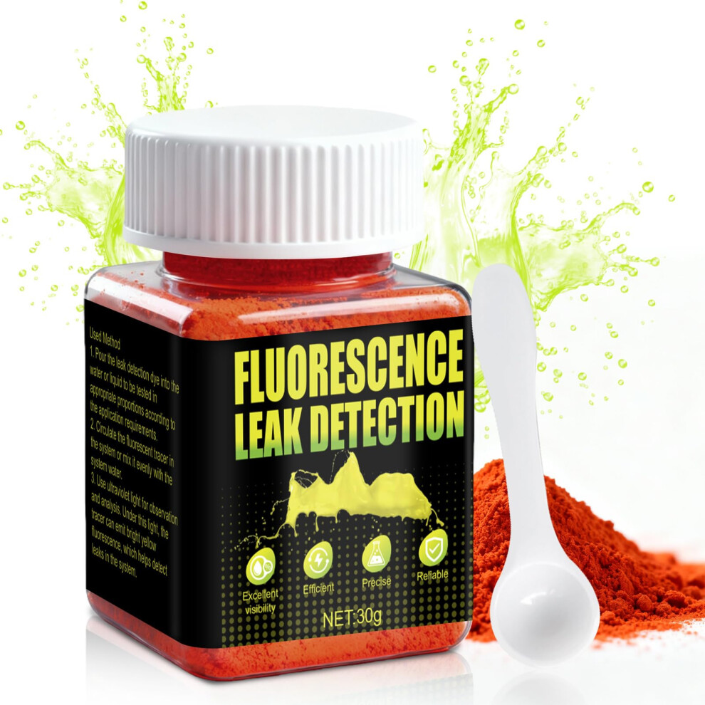 Drain Dye, Leak Detection Dye, Drain Tracing Dye Fluorescein, Highly Concentrated Water Dye For Plumbing And Leak Detection, 30G 5051226624797