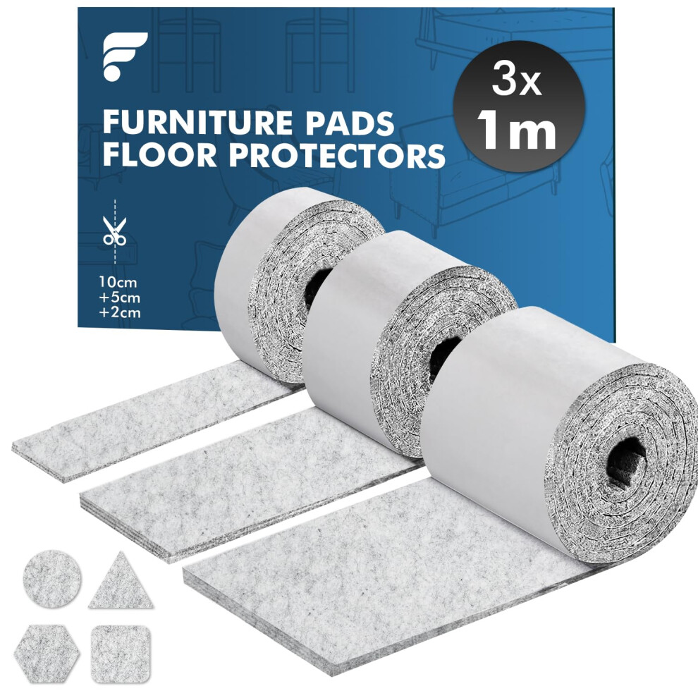 Shinfly Furniture Pads Floor Protectors 3X1m, Felt Pads For Furniture Feet Chair Leg, Chair Pads Self-Adhesive, Anti-Scratches And Reduce Noise 5051226555909