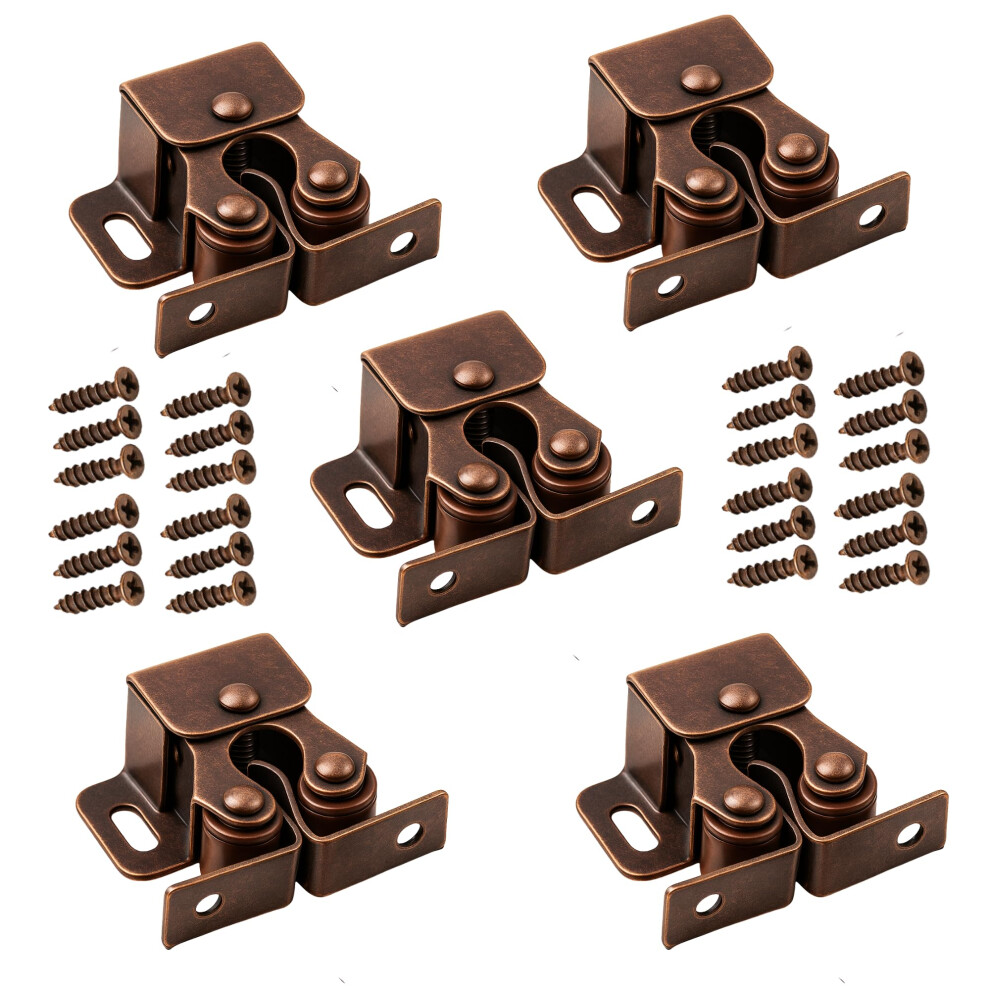 5 Pack - Double Roller Catch Door Latches For Cabinets And Cupboards, Metal Roller Catches With Screws 5051226625183