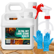 Wet Look Stone Sealer - 2L Concrete Sealer & Paver Sealer with High Gloss Finish, Stain Proof