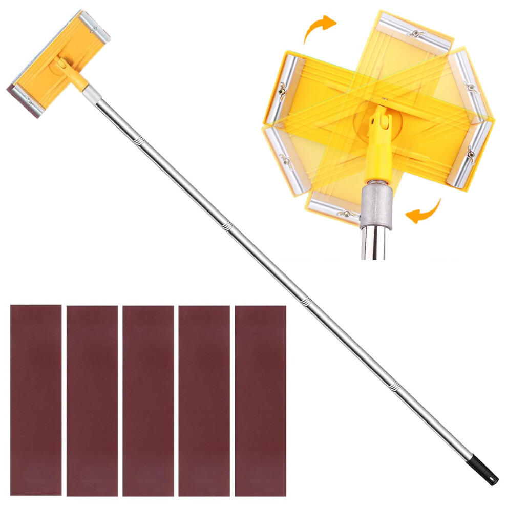 Pole Sander For Drywall, 74.8-Inch Dry Wall Sander With Extension Pole And 5 Pcs Sandpaper 360-Degree Polishing Hand Sanders For Floors Wall Ceiling 5051226605895