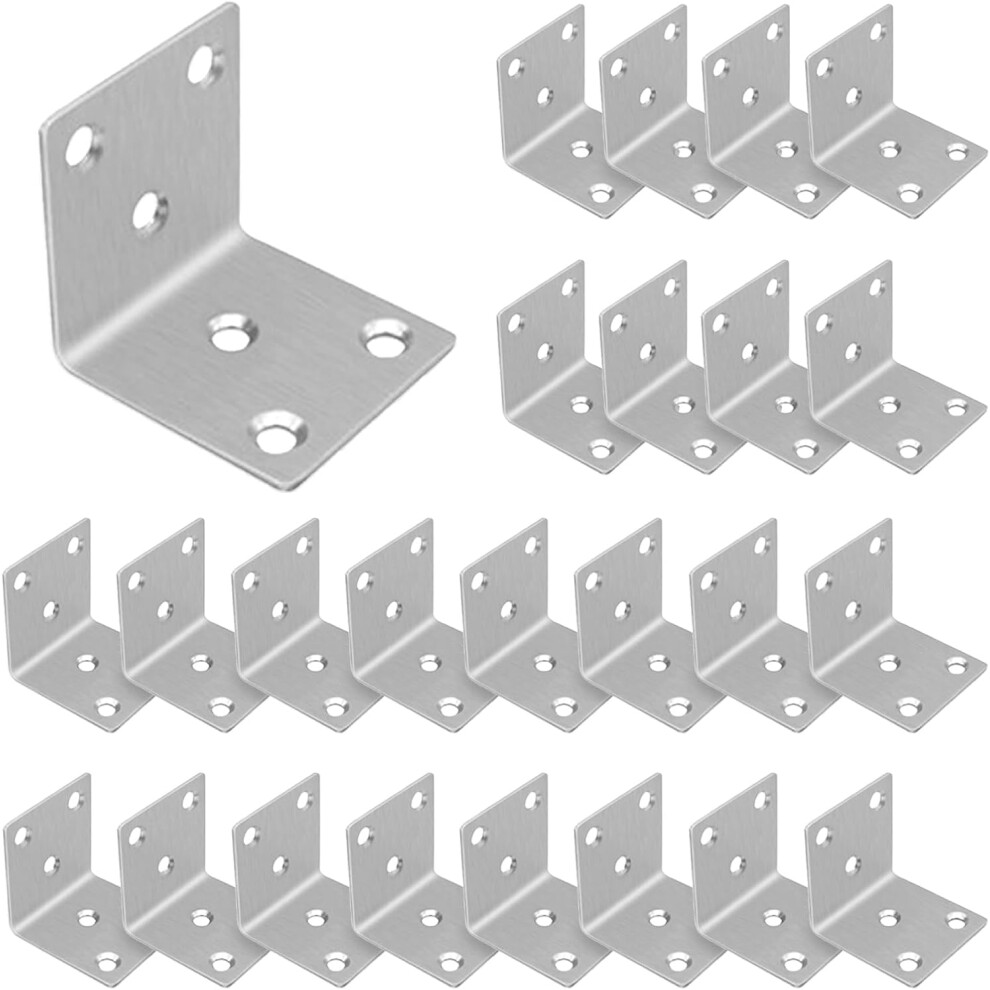 25Pcs L Bracket Corner Braces, 304 Stainless Steel Shelf Bracket For Wood, Shelves 5051226615450