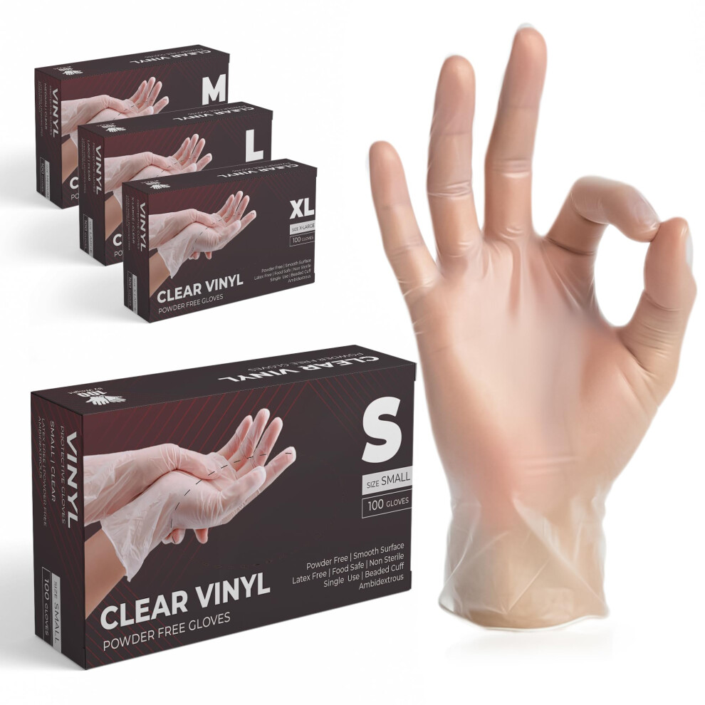 The Real Touch Vinyl Multi-Purpose Gloves, Powder Free, Disposable, Extra Strong - Box Of 100 - Clear 5051226578311