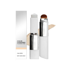 (ivory wwhite) Color-Changing Cover Cream Stick Hydrating Lightweight-Foundation Stick with Brush