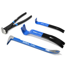 SHALL 4-Piece Pry Bar Set, 12-Inch(30.48cm) Cats Paw Nail Puller, 10-Inch(25.4cm) & 7.5-Inch(19cm) Flat Claw Pry Bars, 8-Inch End Cutting Pliers, Nai
