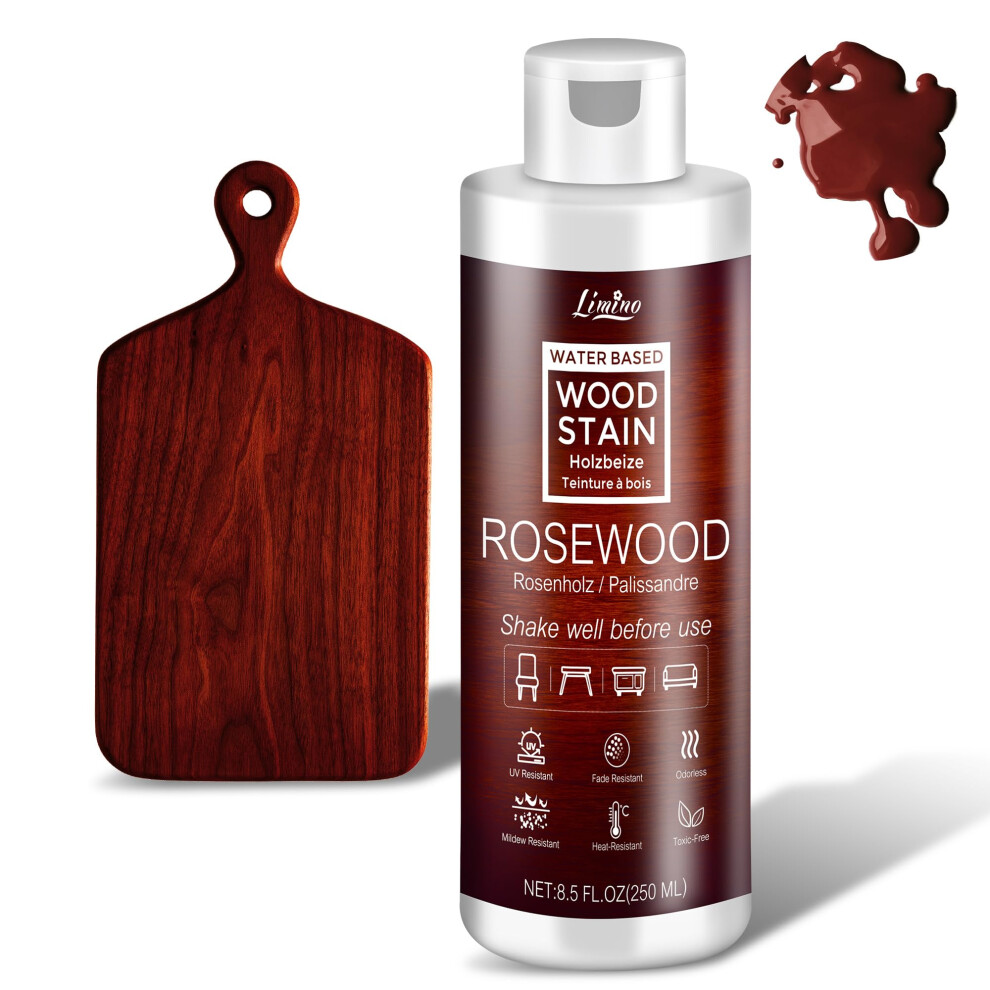 Water Based Wood Stain - Rosewood | Wood Varnish For Indoor Ï¼ Outdoor Furniture, Wardrobe, Cabinets, Doors, Low Odor Ï¼ Non-Toxic, Fast Drying 5051226606687
