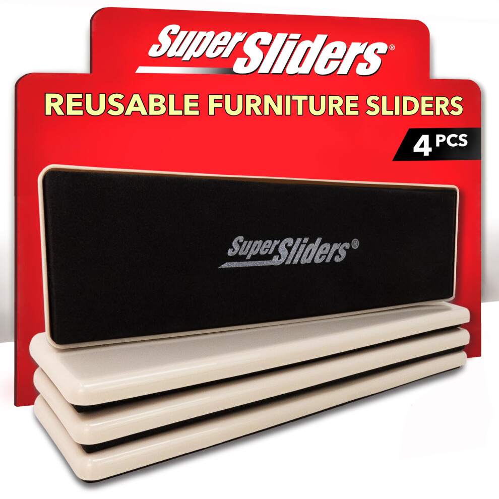 Super Sliders 4703695N Reusable Furniture Movers For Carpeted Surfaces Move Heavy Quickly And Easily, Beige, 4 Pc 5051226632594