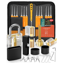 Eventronic Lock Picking Kit, 36-Piece Lock Pick Set with 4 Transparent Training Locks and Manual and Zip Case for Lockpicking, Extractor Tool for Beg