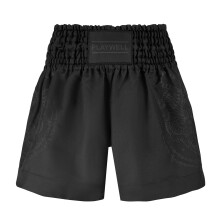 (X - Large) Twin Tiger Satin Muay Thai Competition Fight Shorts - Black/Blac
