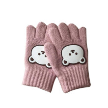 (Pink) Children Warm Gloves Cartoon Five Fingered Design Winter Gloves Full Finger Mittens Keep Warm for Outdoor Activities  Yellow