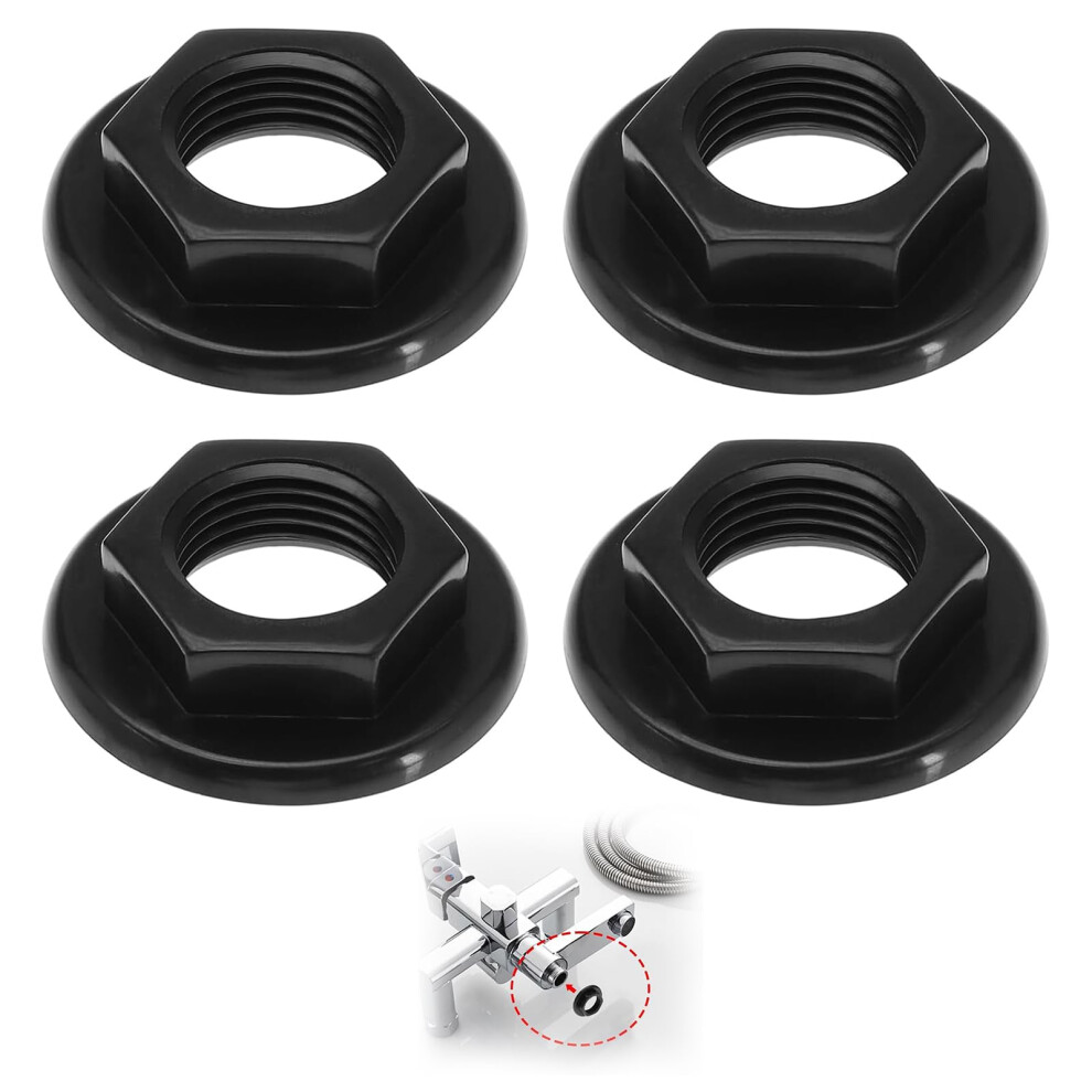 4 Pcs 1/2" Bsp Tap Sink Flange Back Nuts, Plastic Mixer Tap Fixing Nut Kit For Bathroom Basin Taps, Kitchen Sink Faucet Nut Fastener 5051226634161
