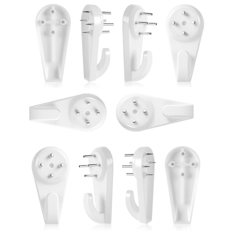 Merriway Bh00092 Non-Trace Hardwall/ Drywall Picture Hanger Hook, 40 Mm (1.5"), White - Pack Of 10 Pieces 5051226560019