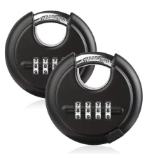 DAYGOS Heavy Duty Combination Padlock - Outdoor Stainless Steel Disc Combination Lock, Weatherproof Lock for Gate, Shed, Garage, Locker(Black, 2pcs)