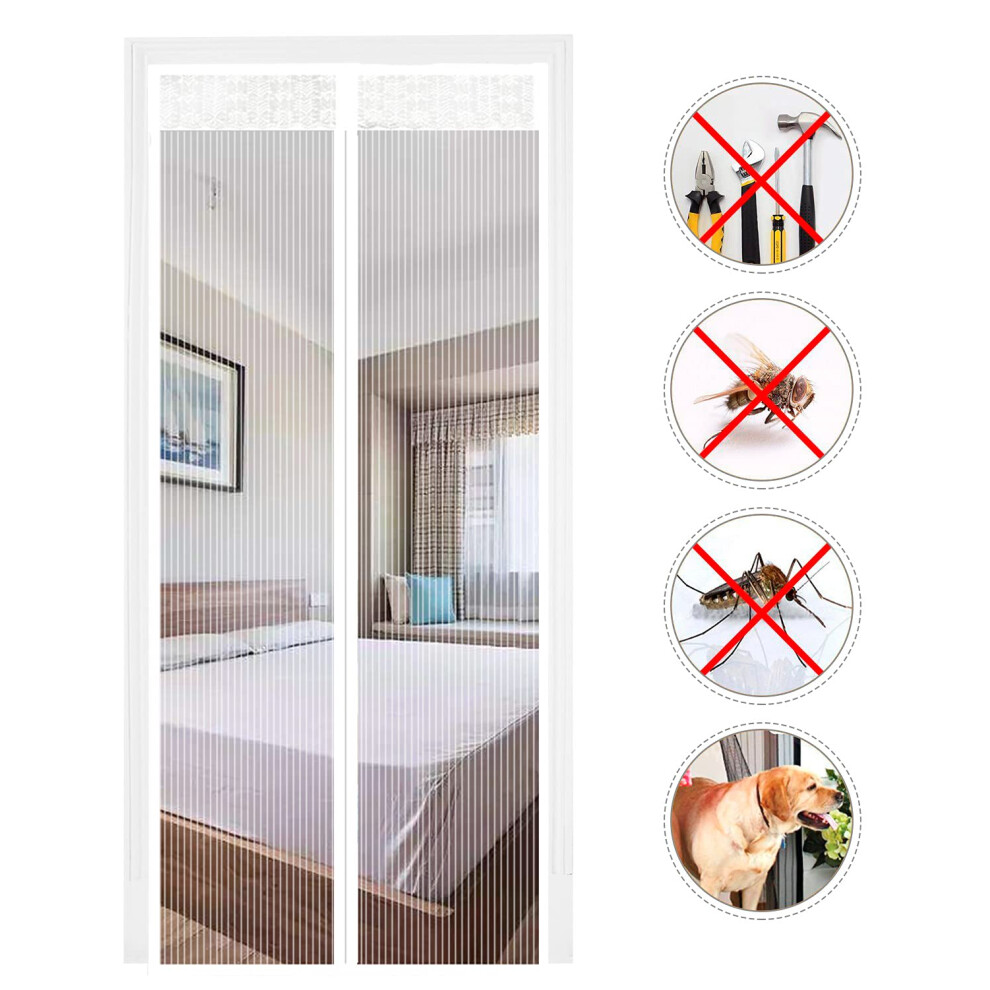 Magnetic Screen Door, Polyester Magnetic Door Fly Screen Curtain Magic Paste Curtains Super Quiet Stripes Encryption For Anti Mosquito Or Anti Pest 5051226620218