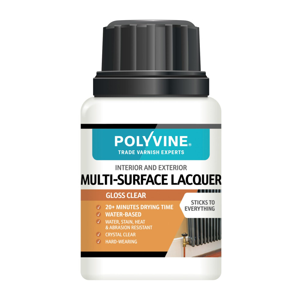 Polyvine Multi-Surface Lacquer Gloss, Satin Or Dead Flat - Professional Quick Dry Clear Lacquer - Exterior 5051226618413